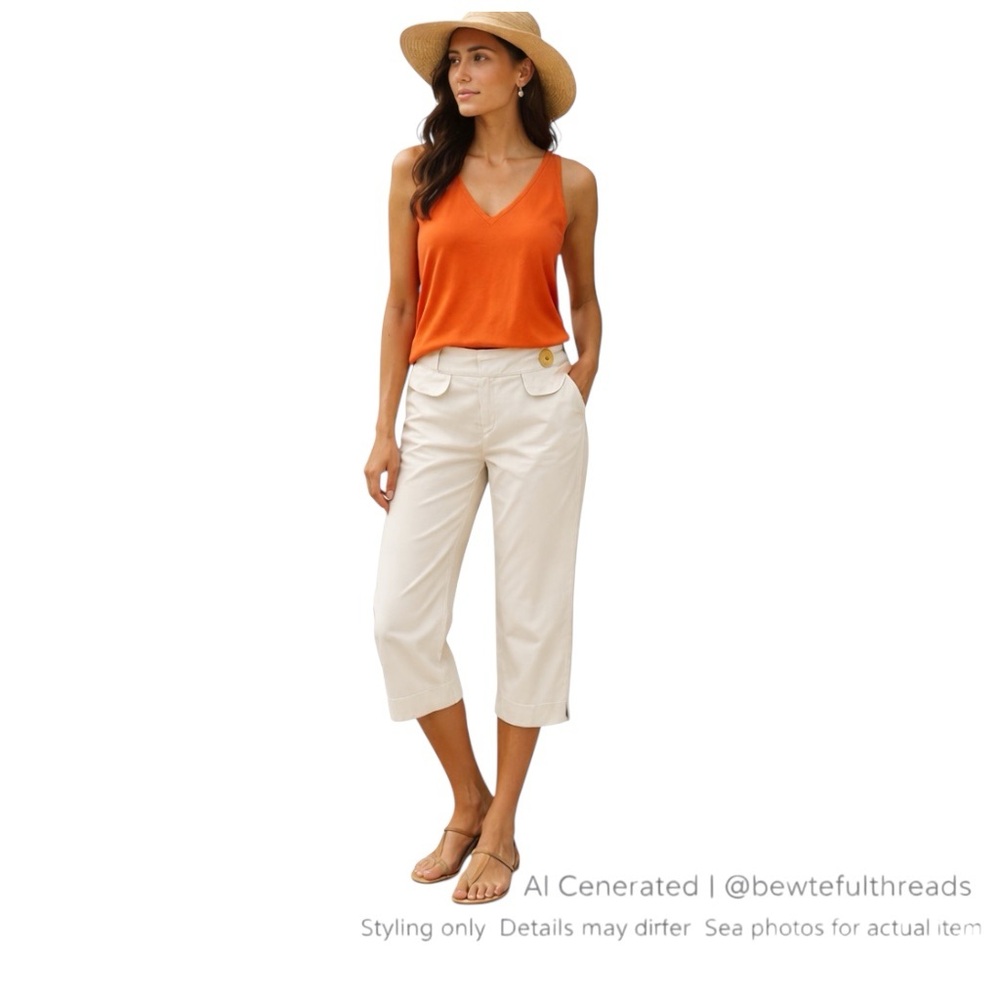 Airfield Cream Capri Pants US 4–6 30” Waist Resort Chic